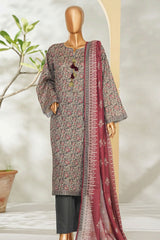 Bin Saeed Stitched 3 Piece Exclusive Printed Lawn Vol-01 Suit-LSM-2676 BLACK
