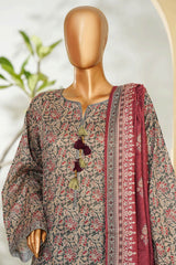 Bin Saeed Stitched 3 Piece Exclusive Printed Lawn Vol-01 Suit-LSM-2676 BLACK