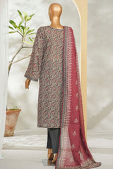 Bin Saeed Stitched 3 Piece Exclusive Printed Lawn Vol-01 Suit-LSM-2676 BLACK