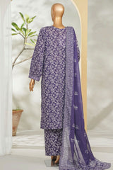 Bin Saeed Stitched 3 Piece Exclusive Printed Lawn Vol-01 Suit-LSM-2677 PURPLE
