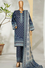 Bin Saeed Stitched 3 Piece Exclusive Printed Lawn Vol-01 Suit-LSM-2679 BLUE