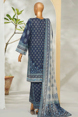 Bin Saeed Stitched 3 Piece Exclusive Printed Lawn Vol-01 Suit-LSM-2679 BLUE