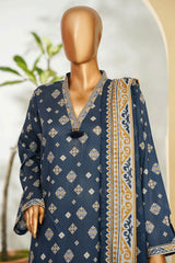 Bin Saeed Stitched 3 Piece Exclusive Printed Lawn Vol-01 Suit-LSM-2680 BLUE