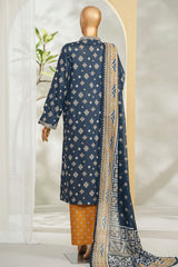 Bin Saeed Stitched 3 Piece Exclusive Printed Lawn Vol-01 Suit-LSM-2680 BLUE