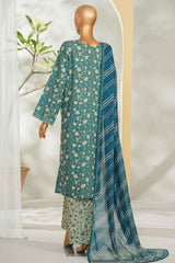 Bin Saeed Stitched 3 Piece Exclusive Printed Lawn Vol-01 Suit-LSM-2691 GREEN