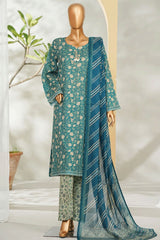 Bin Saeed Stitched 3 Piece Exclusive Printed Lawn Vol-01 Suit-LSM-2691 GREEN