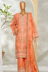 Bin Saeed Stitched 3 Piece Exclusive Printed Lawn Vol-01 Suit-LSM-2692 PEACH