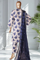 Bin Saeed Stitched 3 Piece Exclusive Printed Lawn Vol-02 Suit-LSM-2718-White