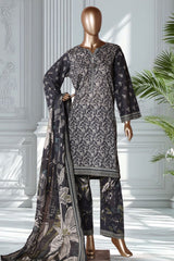Bin Saeed Stitched 3 Piece Exclusive Printed Lawn Vol-02 Suit-LSM-2721-Black