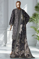 Bin Saeed Stitched 3 Piece Exclusive Printed Lawn Vol-02 Suit-LSM-2721-Black