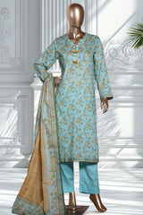 Bin Saeed Stitched 3 Piece Exclusive Printed Lawn Vol-02 Suit-LSM-2724-Ferozi