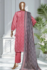 Bin Saeed Stitched 3 Piece Exclusive Printed Lawn Vol-02 Suit-LSM-2729-Pink
