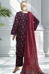 Bin Saeed Stitched 3 Piece Exclusive Printed Lawn Vol-02 Suit-LSM-2823-PURPLE