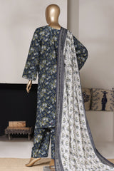 Bin Saeed Stitched 3 Piece Exclusive Printed Lawn Vol-03 Suit-LSM-2824-BLUE