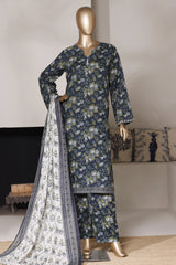 Bin Saeed Stitched 3 Piece Exclusive Printed Lawn Vol-03 Suit-LSM-2824-BLUE