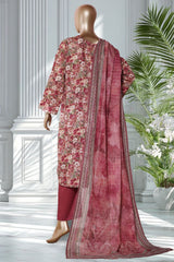 Bin Saeed Stitched 3 Piece Exclusive Printed Lawn Vol-02 Suit-LSM-2827-PINK