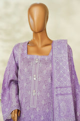 Bin Saeed Stitched 3 Piece Exclusive Printed Lawn Vol-04 Suit-LSM-2831-PURPLE