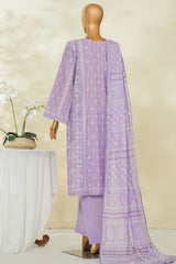 Bin Saeed Stitched 3 Piece Exclusive Printed Lawn Vol-04 Suit-LSM-2831-PURPLE