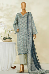 Bin Saeed Stitched 3 Piece Exclusive Printed Lawn Vol-04 Suit-LSM-2833-GREY