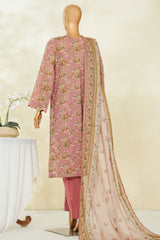 Bin Saeed Stitched 3 Piece Exclusive Printed Lawn Vol-04 Suit-LSM-2838-PINK