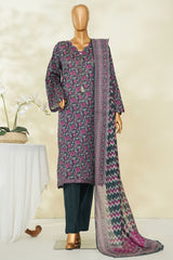 Bin Saeed Stitched 3 Piece Exclusive Printed Lawn Vol-04 Suit-LSM-2839-BLUE