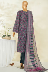 Bin Saeed Stitched 3 Piece Exclusive Printed Lawn Vol-04 Suit-LSM-2839-BLUE