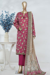 Bin Saeed Stitched 3 Piece Luxury Printed Lawn Vol-05 Suit-LSM-2848-MAROON