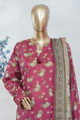 Bin Saeed Stitched 3 Piece Luxury Printed Lawn Vol-05 Suit-LSM-2848-MAROON