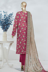 Bin Saeed Stitched 3 Piece Luxury Printed Lawn Vol-05 Suit-LSM-2848-MAROON