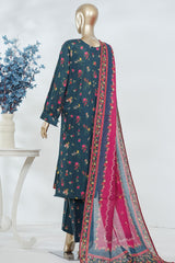 Bin Saeed Stitched 3 Piece Luxury Printed Lawn Vol-05 Suit-LSM-2854-BLUE