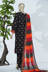 Bin Saeed Stitched 3 Piece Exclusive Printed Lawn Vol-07 Suit-LSM-2858- BLACK