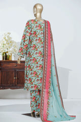 Bin Saeed Stitched 3 Piece Exclusive Printed Lawn Vol-06 Suit-LSM-2861- FEROZI