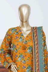 Bin Saeed Stitched 3 Piece Exclusive Printed Lawn Vol-06 Suit-LSM-2862- MUSTARD