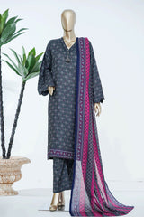 Bin Saeed Stitched 3 Piece Exclusive Printed Lawn Vol-07 Suit-LSM-2873-GREY