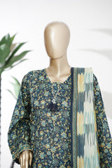 Bin Saeed Stitched 3 Piece Exclusive Printed Lawn Vol-08 Suit-LSM-2875-Blue