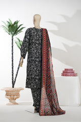 Bin Saeed Stitched 3 Piece Exclusive Printed Lawn Vol-08 Suit-LSM-2879-Black