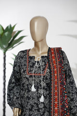 Bin Saeed Stitched 3 Piece Exclusive Printed Lawn Vol-08 Suit-LSM-2879-Black