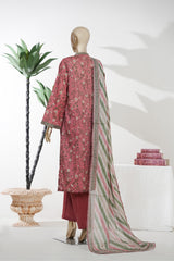 Bin Saeed Stitched 3 Piece Exclusive Printed Lawn Vol-08 Suit-LSM-2881-Red