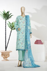 Bin Saeed Stitched 3 Piece Exclusive Printed Lawn Vol-08 Suit-LSM-2883-Green