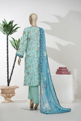 Bin Saeed Stitched 3 Piece Exclusive Printed Lawn Vol-08 Suit-LSM-2883-Green