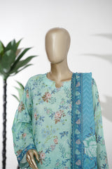 Bin Saeed Stitched 3 Piece Exclusive Printed Lawn Vol-08 Suit-LSM-2883-Green