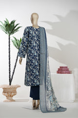 Bin Saeed Stitched 3 Piece Exclusive Printed Lawn Vol-08 Suit-LSM-2884-Blue