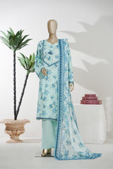 Bin Saeed Stitched 3 Piece Exclusive Printed Lawn Vol-08 Suit-LSM-2889-Ferozi