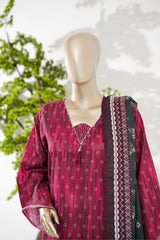 Bin Saeed Stitched 3 Piece Exclusive Printed Lawn Vol-08 Suit-LSM-2892-Maroon