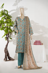 Bin Saeed Stitched 3 Piece Exclusive Printed Lawn Vol-08 Suit-LSM-2895-Ferozi