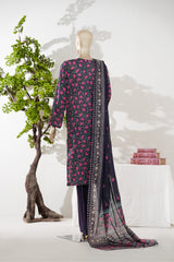 Bin Saeed Stitched 3 Piece Exclusive Printed Lawn Vol-08 Suit-LSM-2896-Purple