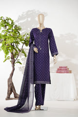 Bin Saeed Stitched 3 Piece Exclusive Printed Lawn Vol-08 Suit-LSM-2898-Purple