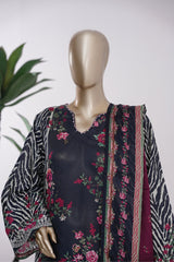 Bin Saeed Stitched 3 Piece Exclusive Printed Lawn Vol-09 Suit-LSM-2905-Black