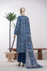 Bin Saeed Stitched 3 Piece Exclusive Printed Lawn Vol-09 Suit-LSM-2908-Blue