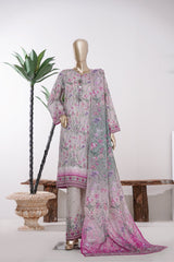 Bin Saeed Stitched 3 Piece Exclusive Printed Lawn Vol-09 Suit-LSM-2911-Skin